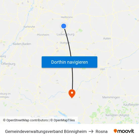 Gemeindeverwaltungsverband Bönnigheim to Rosna map