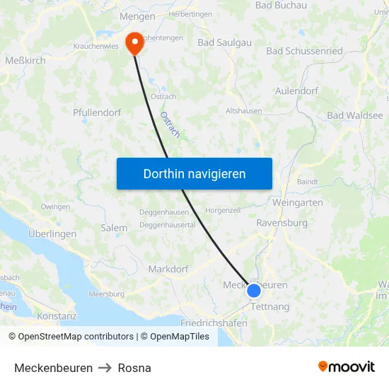 Meckenbeuren to Rosna map