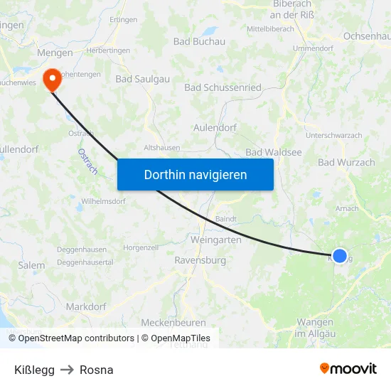 Kißlegg to Rosna map