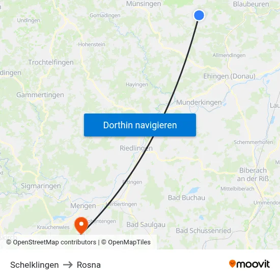 Schelklingen to Rosna map