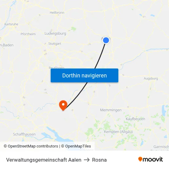 Verwaltungsgemeinschaft Aalen to Rosna map