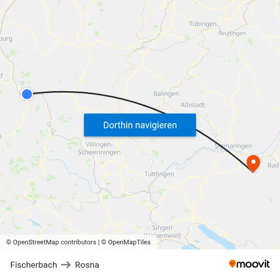 Fischerbach to Rosna map