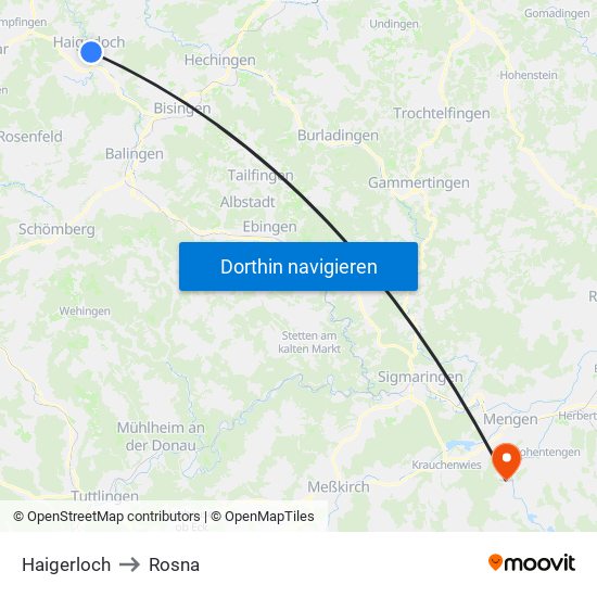 Haigerloch to Rosna map