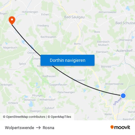 Wolpertswende to Rosna map