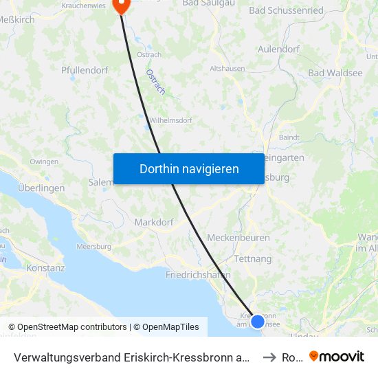 Verwaltungsverband Eriskirch-Kressbronn am Bodensee-Langenargen to Rosna map