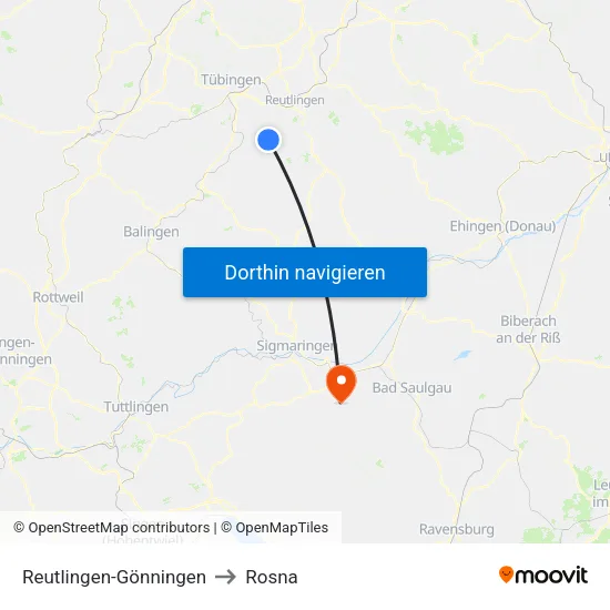 Reutlingen-Gönningen to Rosna map