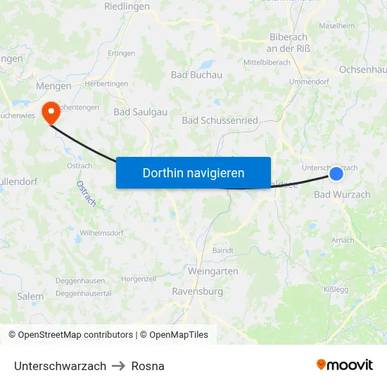 Unterschwarzach to Rosna map