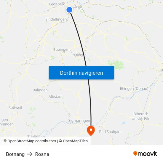 Botnang to Rosna map