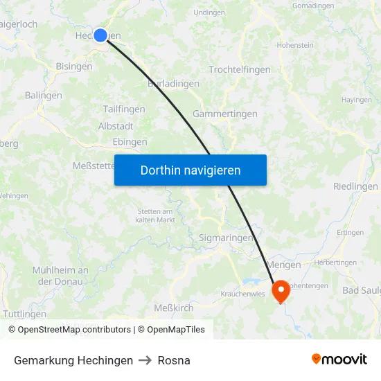 Gemarkung Hechingen to Rosna map