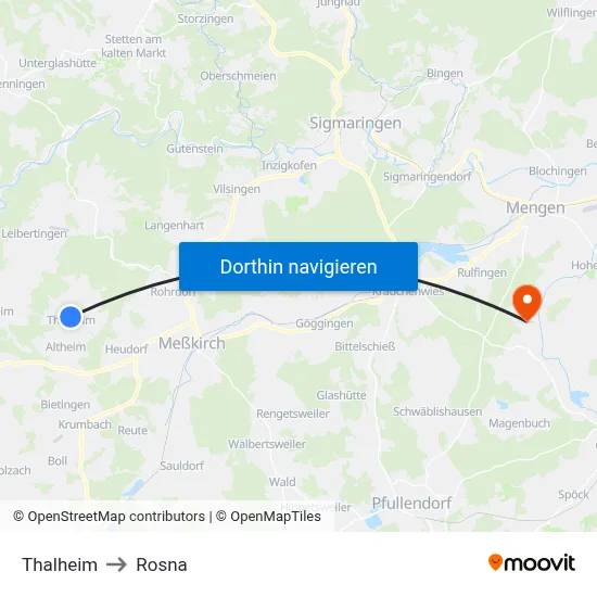 Thalheim to Rosna map