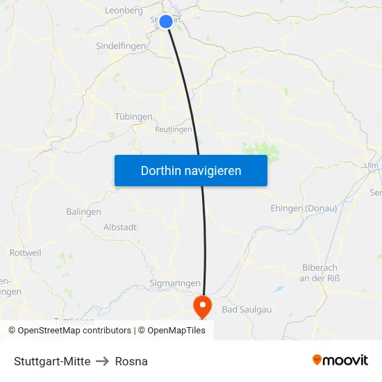 Stuttgart-Mitte to Rosna map