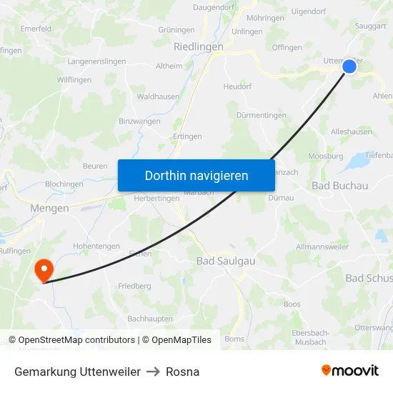 Gemarkung Uttenweiler to Rosna map