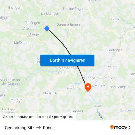 Gemarkung Bitz to Rosna map