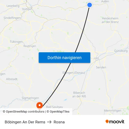 Böbingen An Der Rems to Rosna map