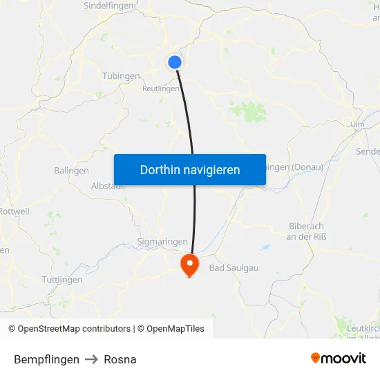 Bempflingen to Rosna map