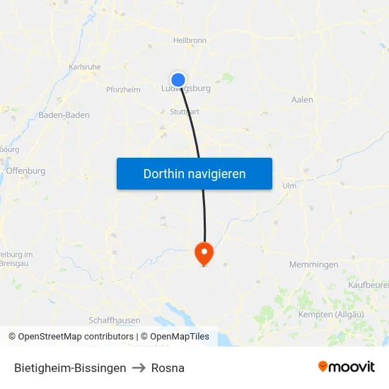 Bietigheim-Bissingen to Rosna map