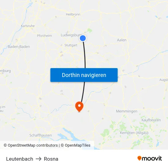 Leutenbach to Rosna map