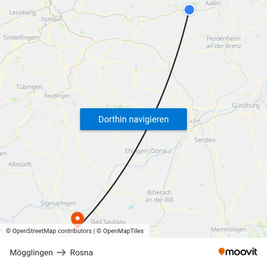 Mögglingen to Rosna map