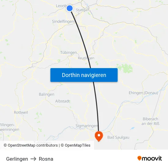 Gerlingen to Rosna map