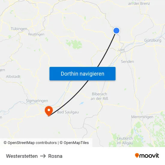Westerstetten to Rosna map