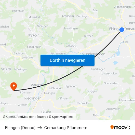 Ehingen (Donau) to Gemarkung Pflummern map