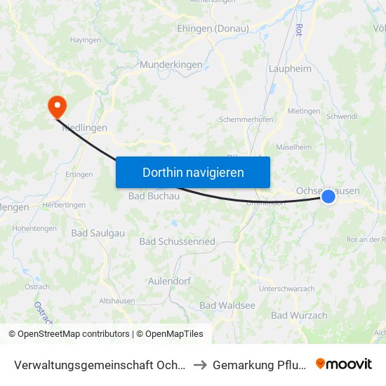 Verwaltungsgemeinschaft Ochsenhausen to Gemarkung Pflummern map