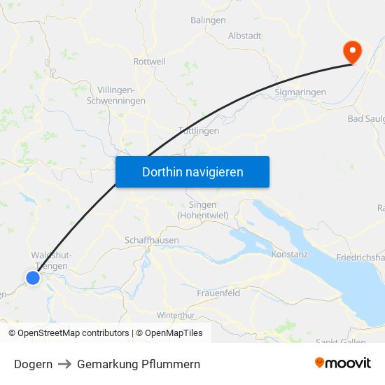 Dogern to Gemarkung Pflummern map