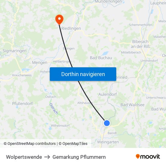Wolpertswende to Gemarkung Pflummern map