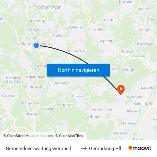 Gemeindeverwaltungsverband Gammertingen to Gemarkung Pflummern map