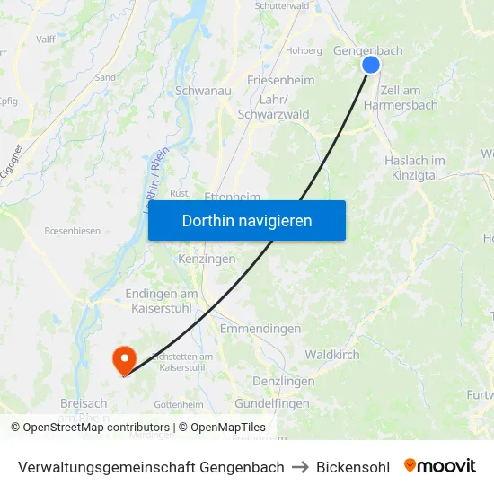 Verwaltungsgemeinschaft Gengenbach to Bickensohl map