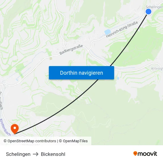 Schelingen to Bickensohl map