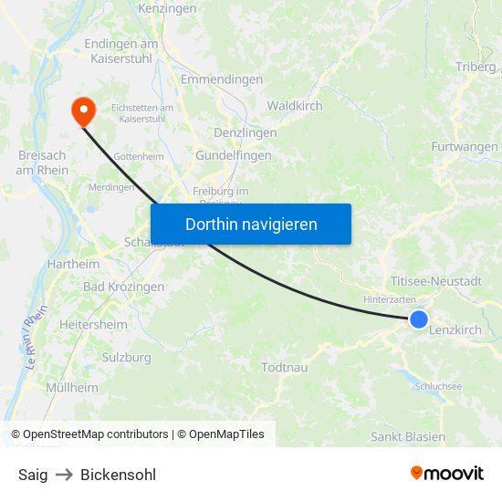 Saig to Bickensohl map