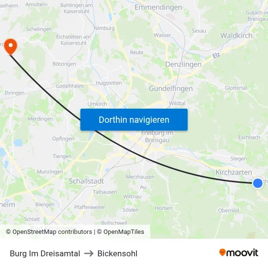 Burg Im Dreisamtal to Bickensohl map