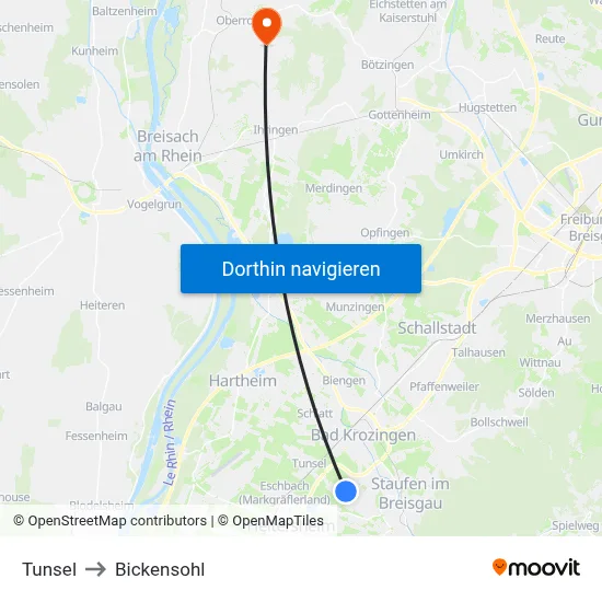 Tunsel to Bickensohl map