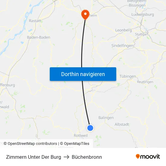 Zimmern Unter Der Burg to Büchenbronn map