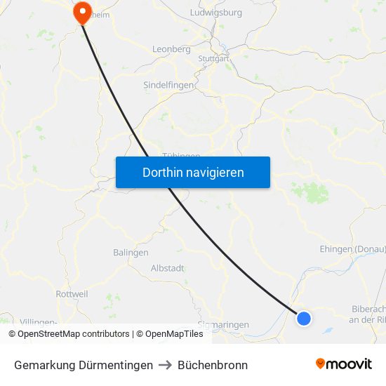 Gemarkung Dürmentingen to Büchenbronn map