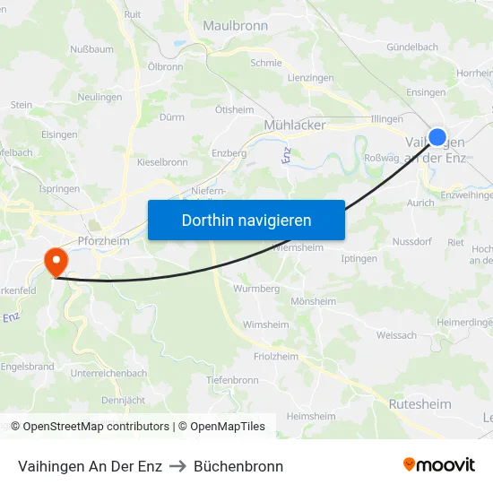 Vaihingen An Der Enz to Büchenbronn map