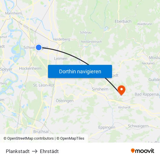 Plankstadt to Ehrstädt map