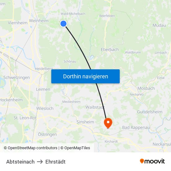 Abtsteinach to Ehrstädt map