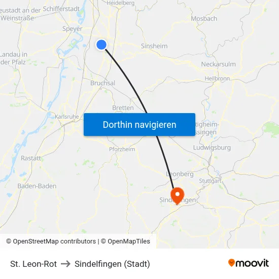 St. Leon-Rot to Sindelfingen (Stadt) map