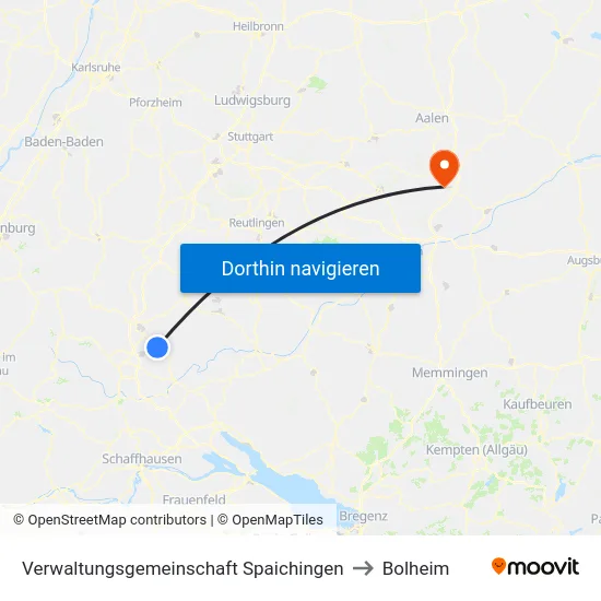 Verwaltungsgemeinschaft Spaichingen to Bolheim map