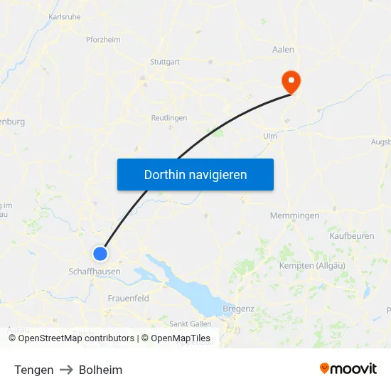 Tengen to Bolheim map