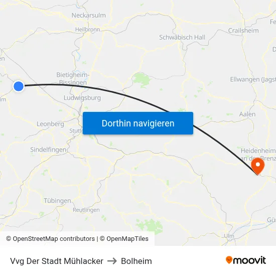 Vvg Der Stadt Mühlacker to Bolheim map