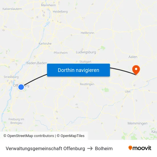 Verwaltungsgemeinschaft Offenburg to Bolheim map