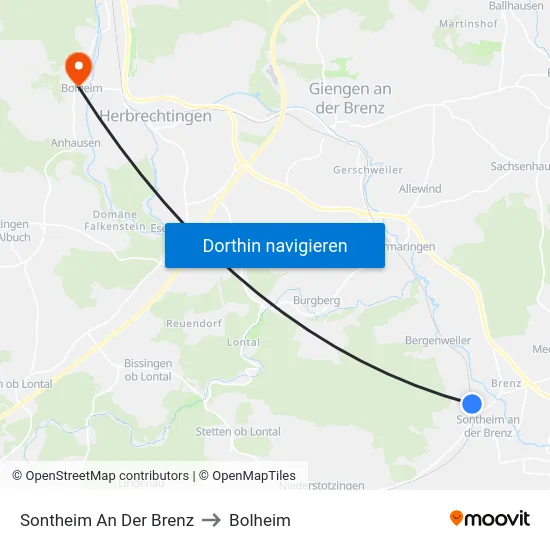 Sontheim An Der Brenz to Bolheim map
