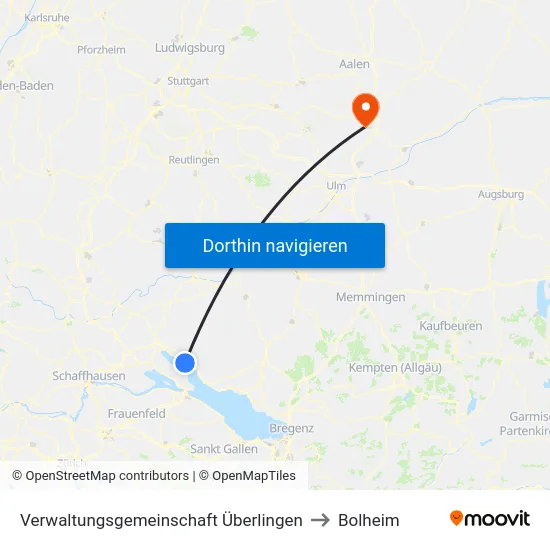 Verwaltungsgemeinschaft Überlingen to Bolheim map