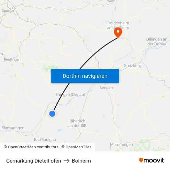 Gemarkung Dietelhofen to Bolheim map