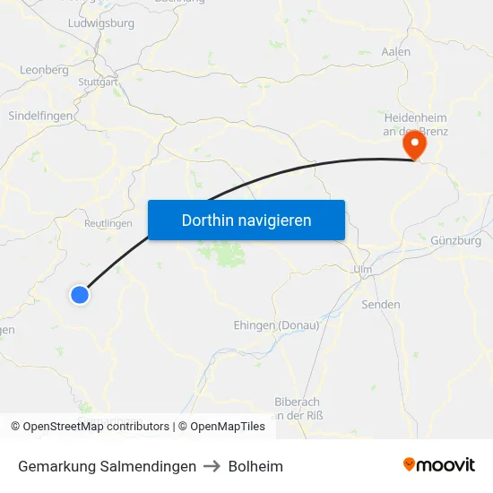 Gemarkung Salmendingen to Bolheim map