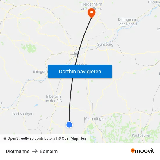 Dietmanns to Bolheim map
