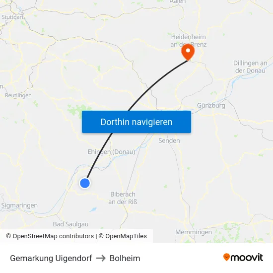 Gemarkung Uigendorf to Bolheim map